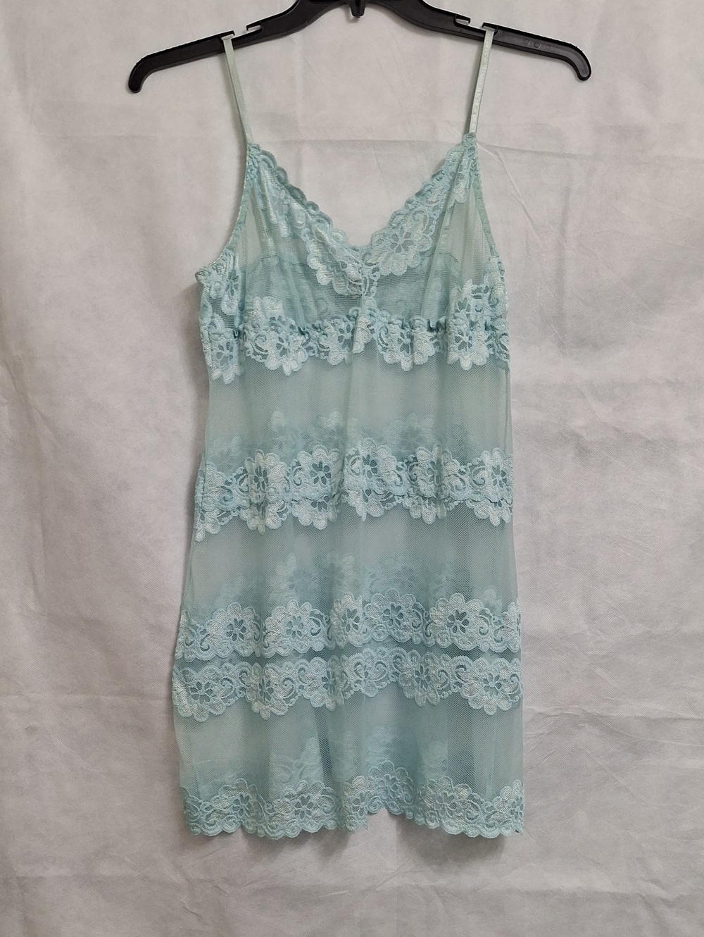 Rampage Sheer Lace Chemise in Light Aqua